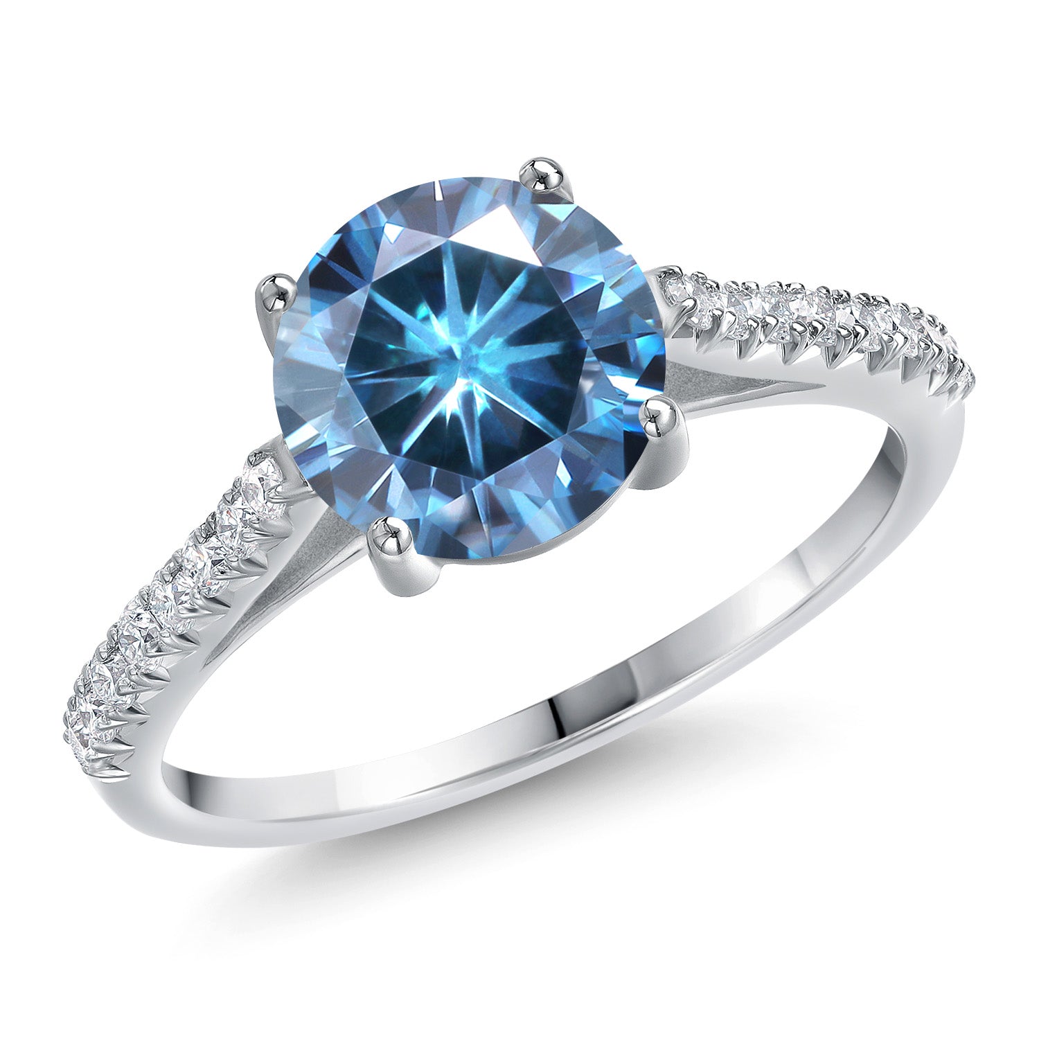 Persian Blue Moissanite - April_9_Ring in 14K White Gold