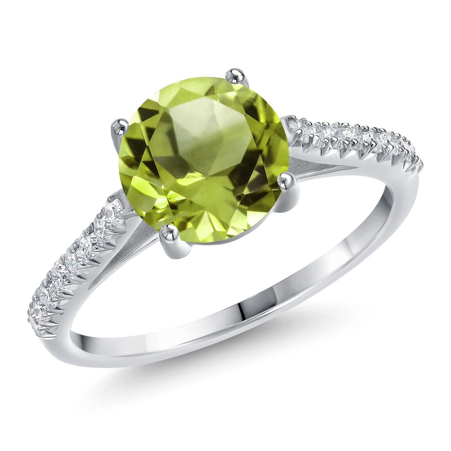 Peridot - August_8_Ring in 14K White Gold