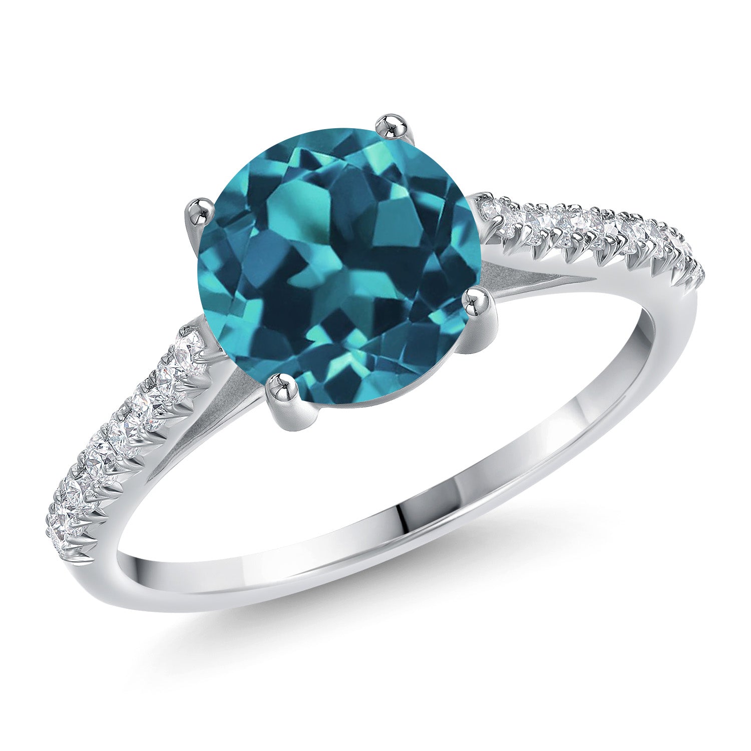 London Blue Topaz - November_8_Ring in 14K White Gold