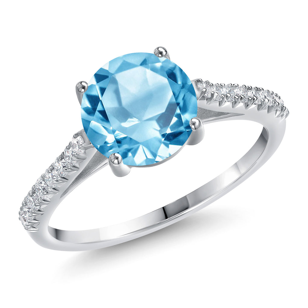 Swiss Blue Topaz - November_8_Ring in 14K White Gold