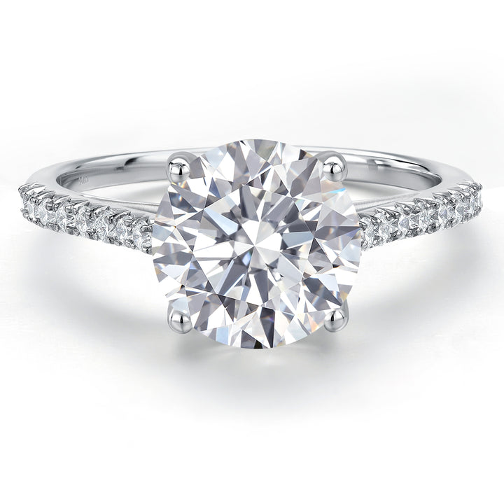 Gem Stone King 1.16 to 3.16 Cttw 14K White Gold IGI Certified Lab Grown Diamond Engagement Ring | D-E Color | VS1-VS2 Clarity | Wedding Anniversary Promise Gold Ring For Women