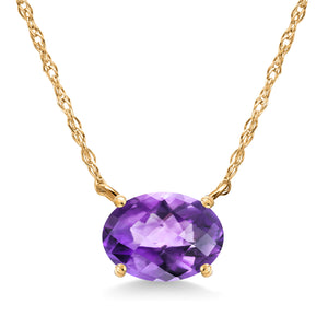 Amethyst-Checkerboard - February_Pendant in 14K Yellow Gold