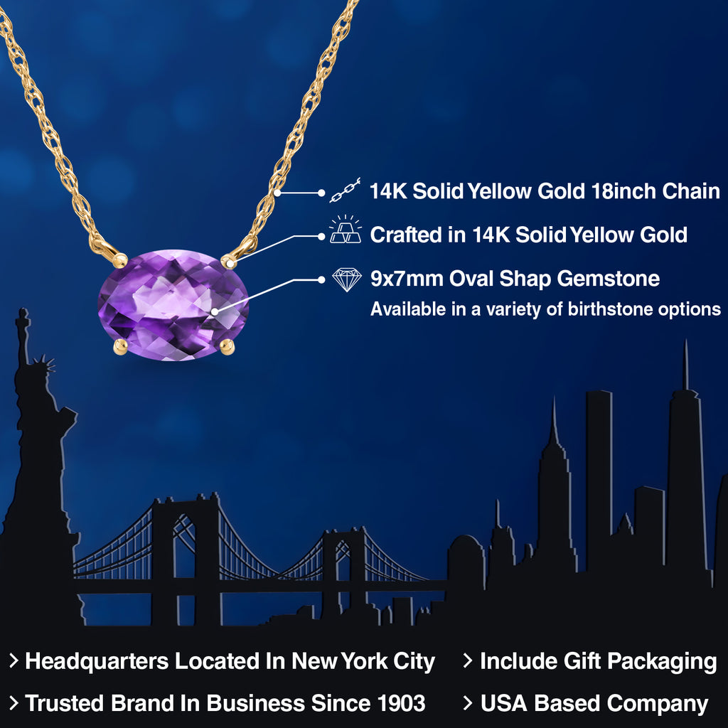 Amethyst-Checkerboard - February_Pendant in 14K Yellow Gold