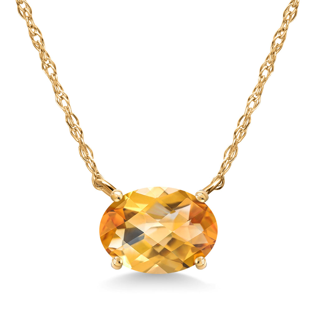 Citrine-Checkerboard - November_Pendant in 14K Yellow Gold