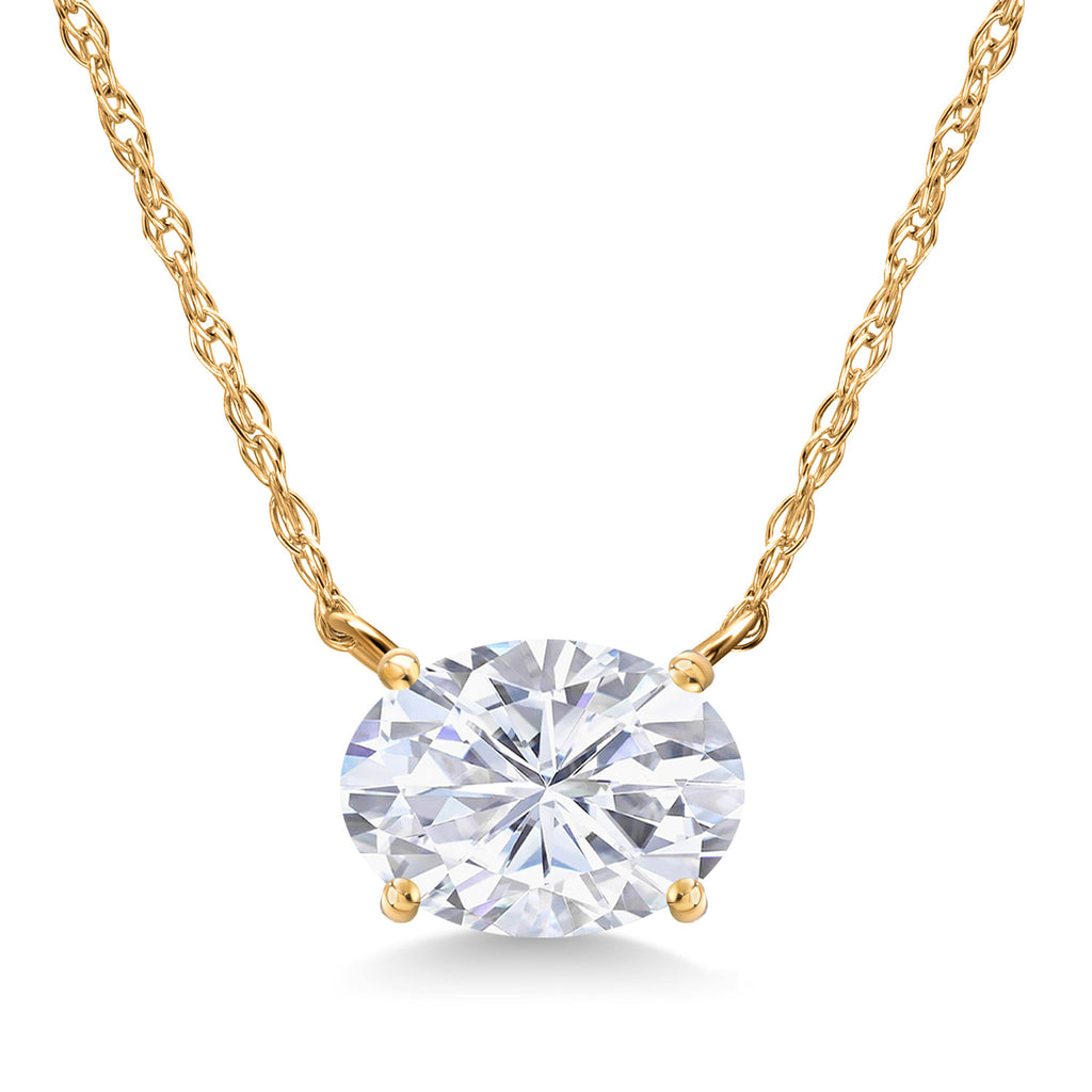 White Moissanite - April_Pendant in 14K Yellow Gold