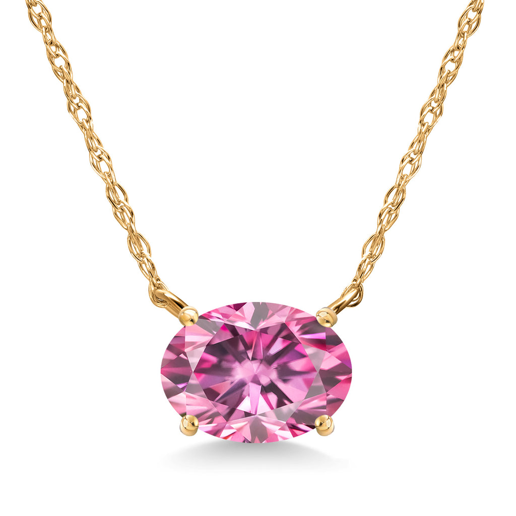 Pink Moissanite - April_Pendant in 14K Yellow Gold