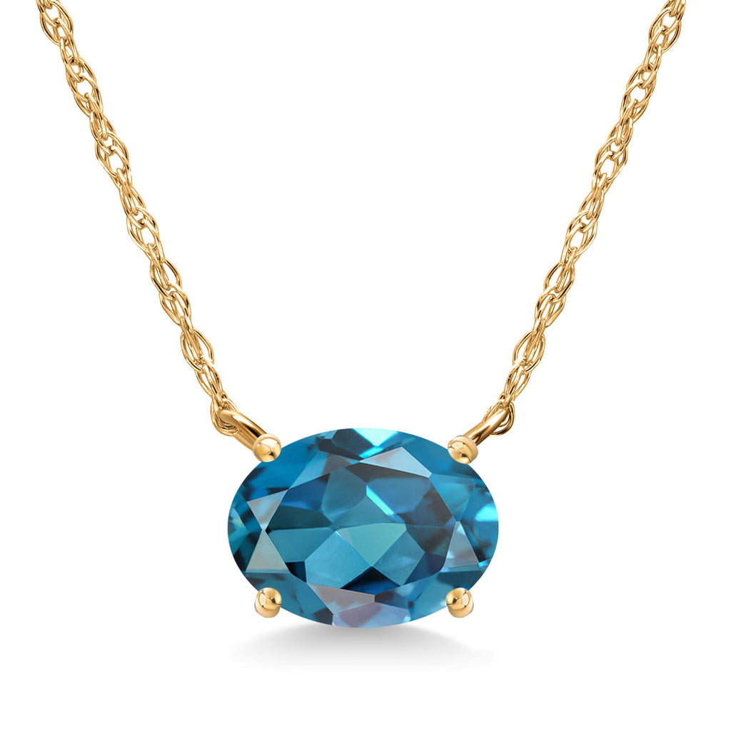 London Blue Topaz - November_Pendant in 14K Yellow Gold