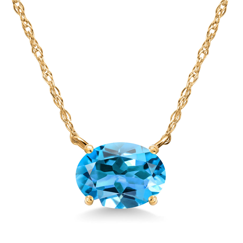 Swiss Blue Topaz - November_Pendant in 14K Yellow Gold