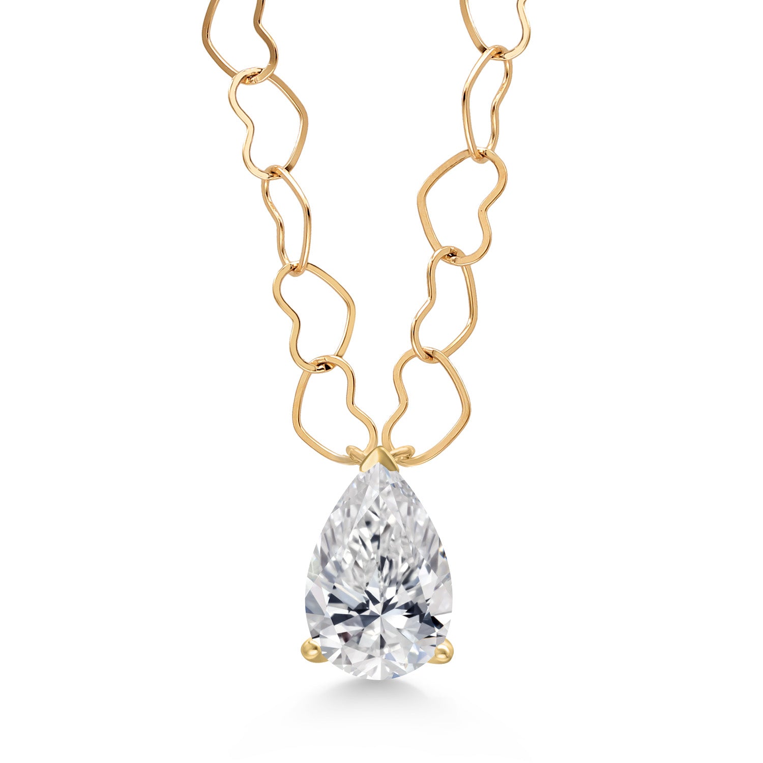 14K Yellow Gold Lab Grown Diamond Necklace for Women | 0.73 Cttw | Gemstone April Birthstone | DEF Color | VVS-VS Clarity | Pear Shape 8X5MM | With 18 Inch Chain