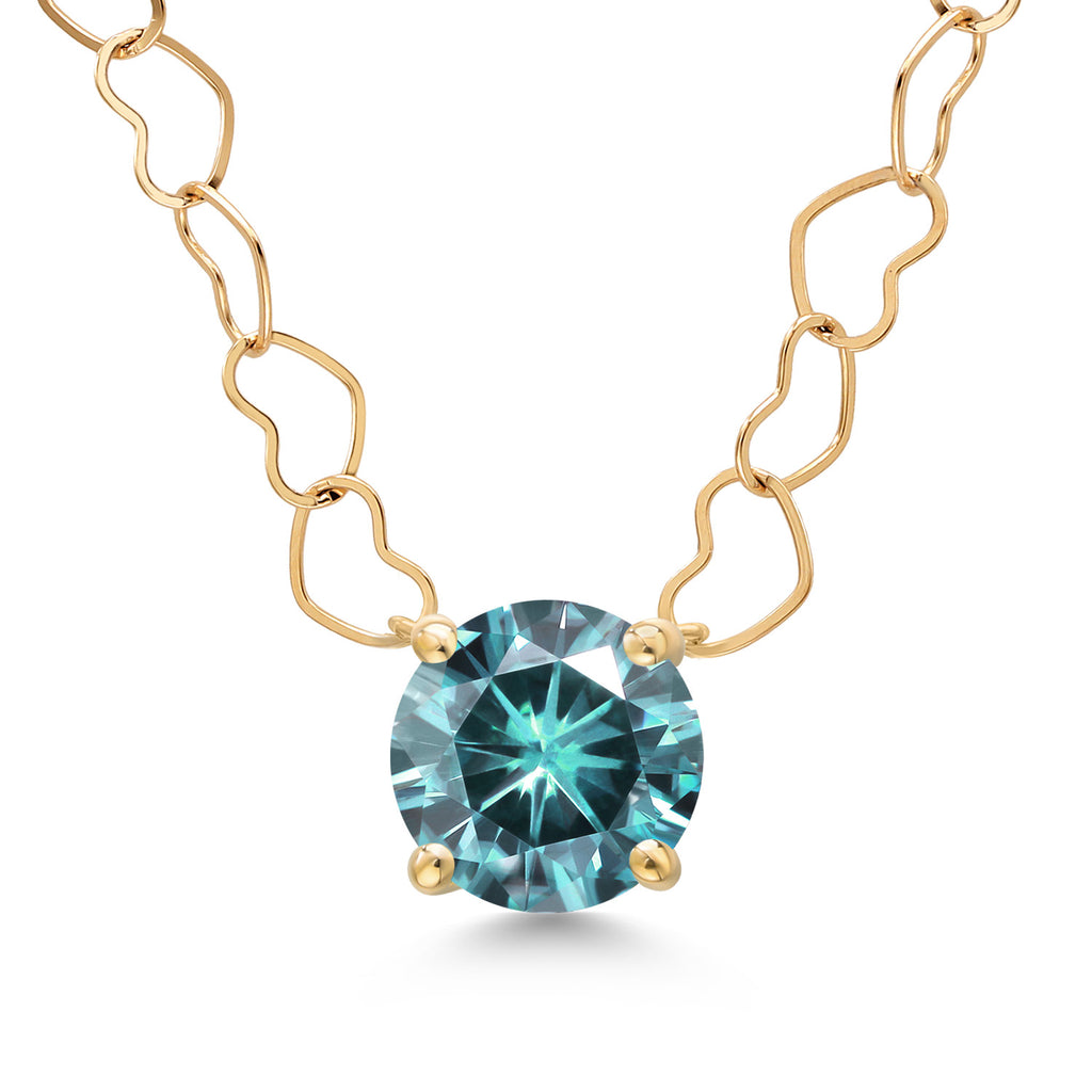Gem Stone King 14K Yellow Gold 6.5MM Round Gemstone Birthstone Pendant Necklace | Gold Necklace For Women | 18 Inch Heart Gold Chain | Fine Jewelry Gifts for Her Mom Women Wife