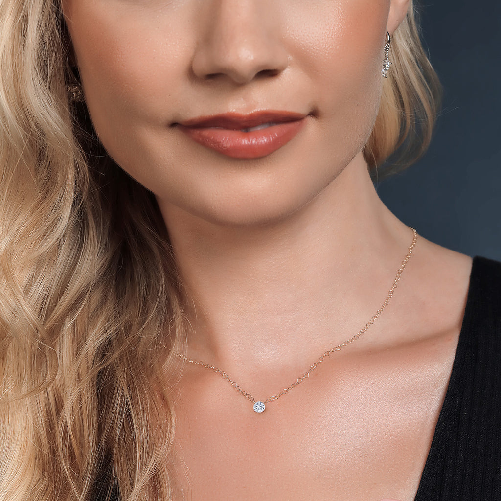 White Moissanite - April_Necklace in 14K Yellow Gold