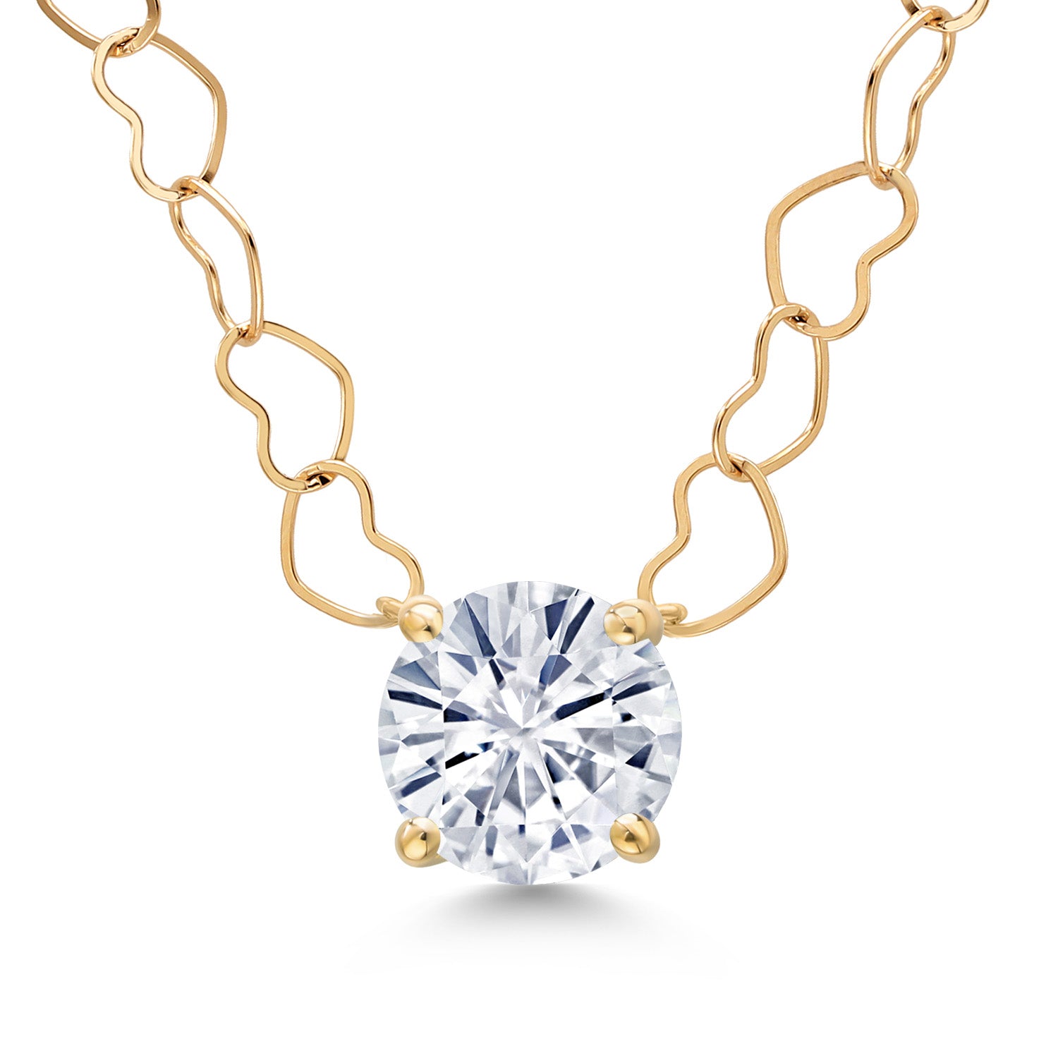 White Moissanite - April_Necklace in 14K Yellow Gold