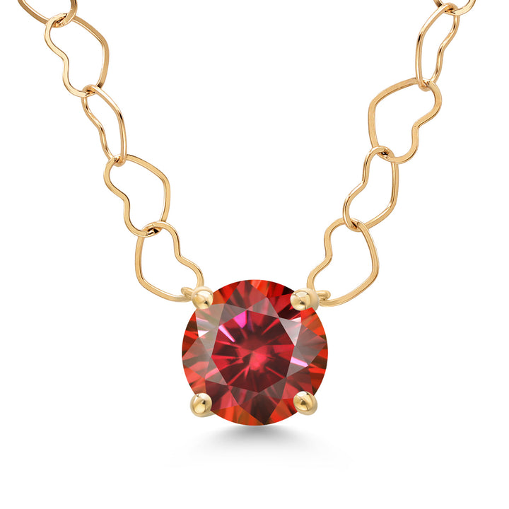 Gem Stone King 14K Yellow Gold 6.5MM Round Gemstone Birthstone Pendant Necklace | Gold Necklace For Women | 18 Inch Heart Gold Chain | Fine Jewelry Gifts for Her Mom Women Wife