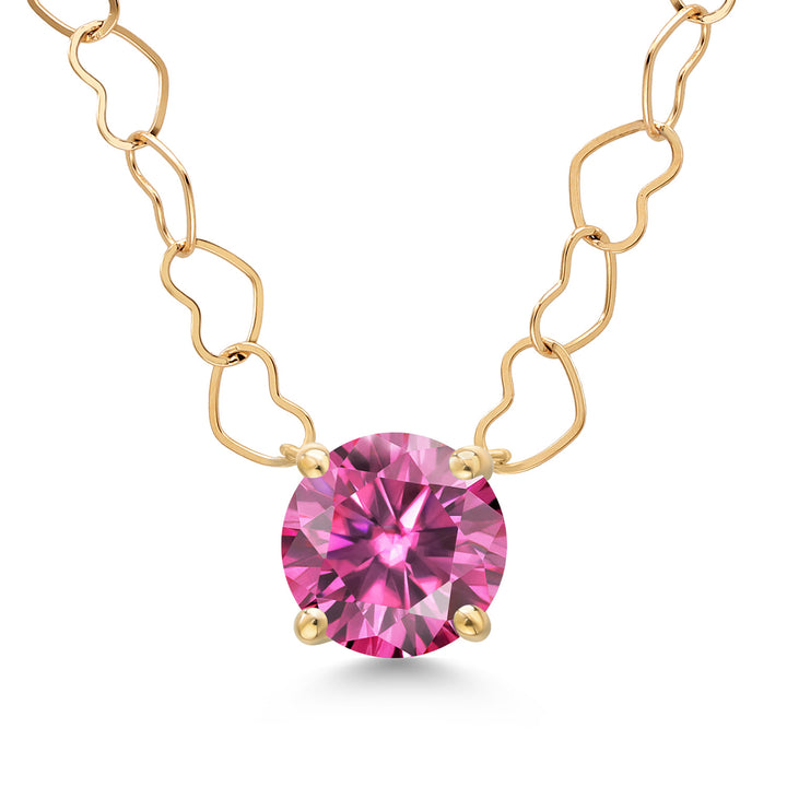 Gem Stone King 14K Yellow Gold 6.5MM Round Gemstone Birthstone Pendant Necklace | Gold Necklace For Women | 18 Inch Heart Gold Chain | Fine Jewelry Gifts for Her Mom Women Wife