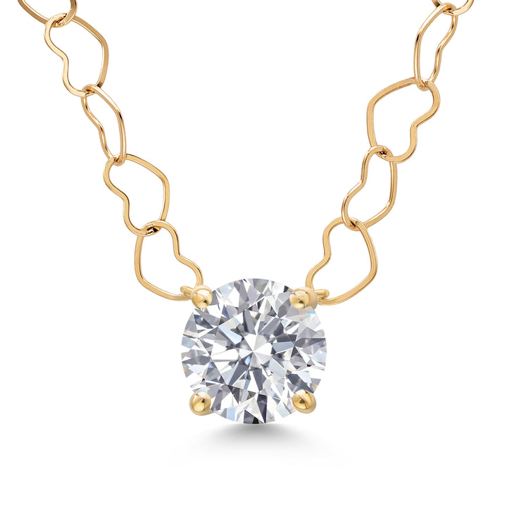 Gem Stone King 14K Yellow Gold 6.5MM Round Gemstone Birthstone Pendant Necklace | Gold Necklace For Women | 18 Inch Heart Gold Chain | Fine Jewelry Gifts for Her Mom Women Wife