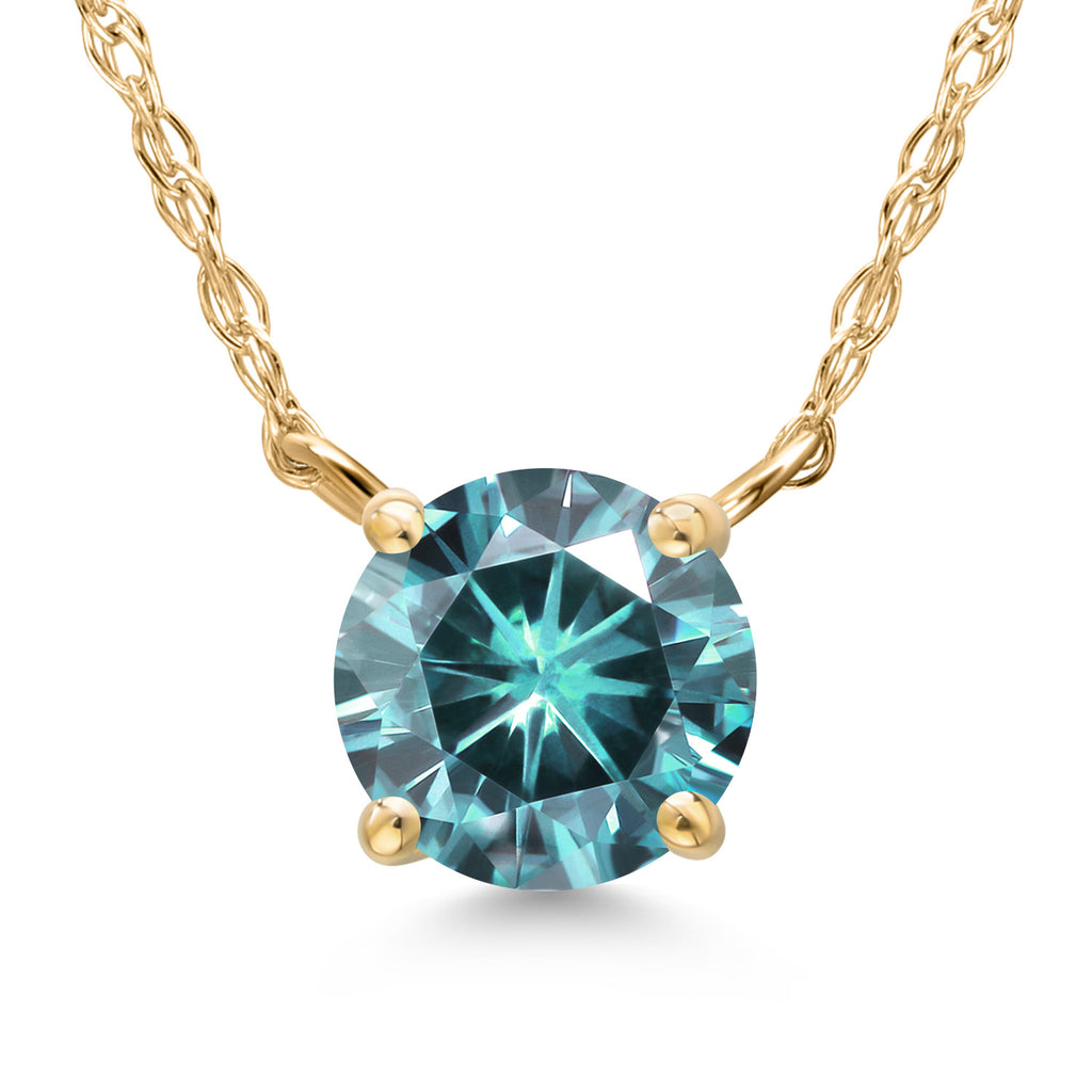 Blue Moissanite - April_Pendant in 14K Yellow Gold
