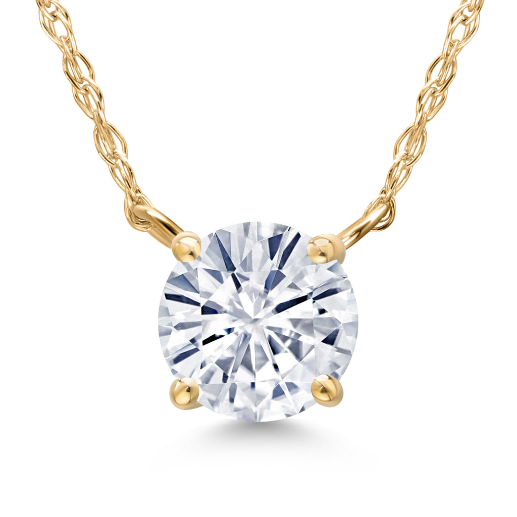 Gem Stone King 14K Yellow Gold 6.5MM Round Gemstone Birthstone Pendant Necklace | Gold Necklace For Women | 18 Inch 14K Gold Heart Chain | Fine Jewelry Gifts for Her Mom Women Wife
