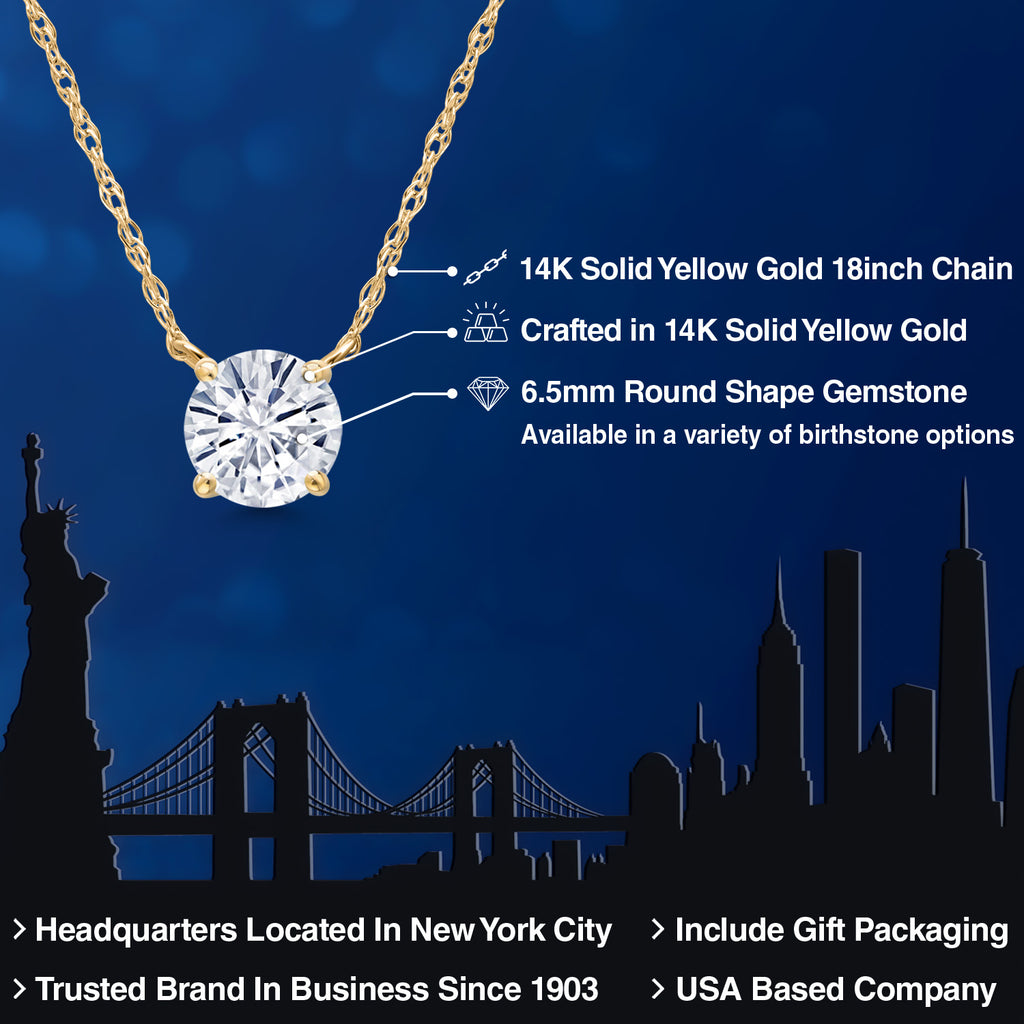 White Moissanite - April_Pendant in 14K Yellow Gold