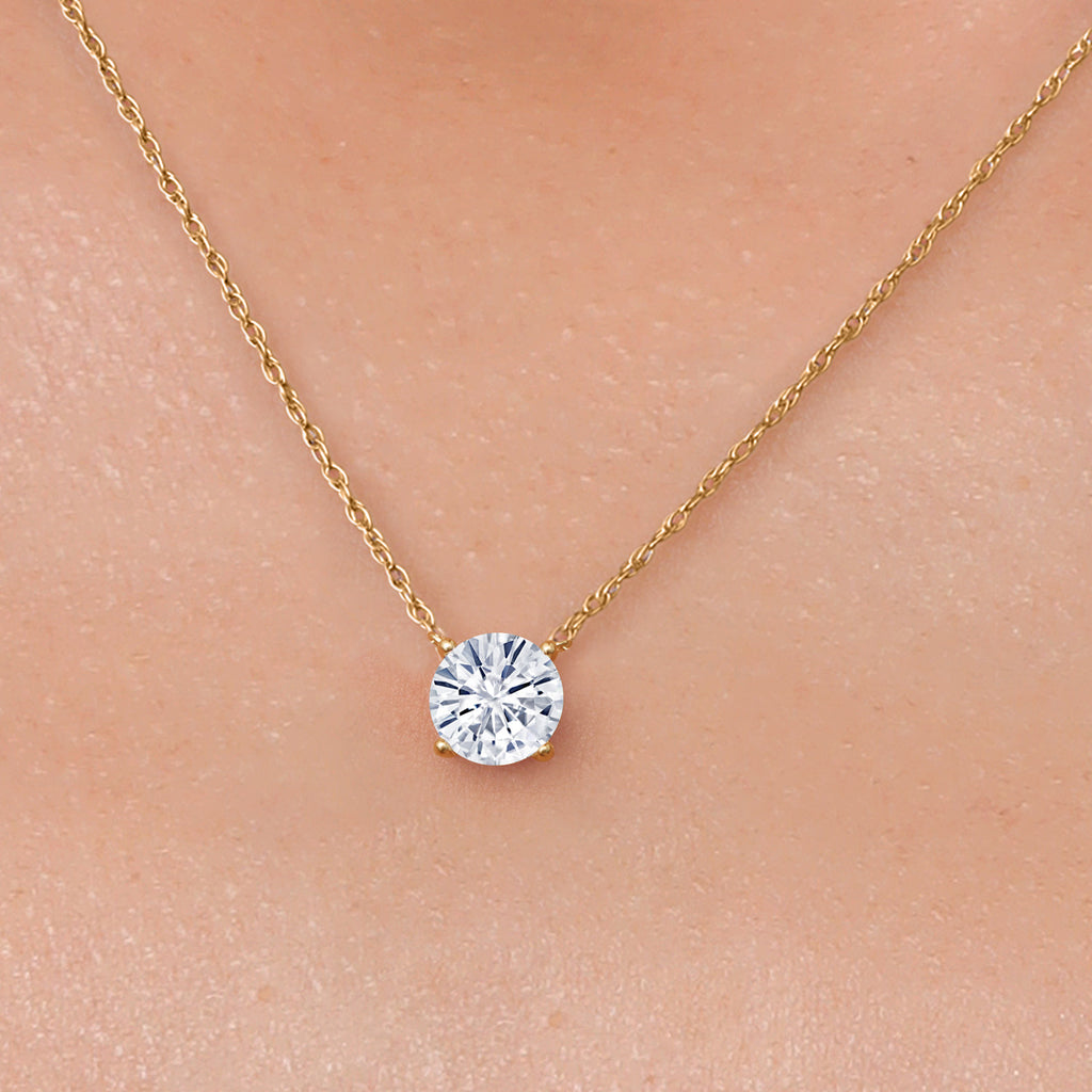 White Moissanite - April_Pendant in 14K Yellow Gold