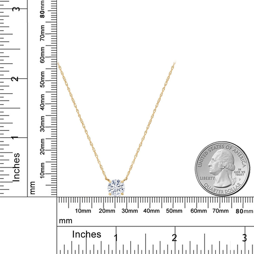 White Moissanite - April_Pendant in 14K Yellow Gold