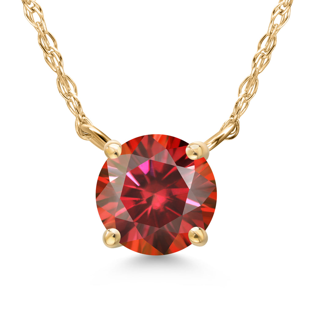 Red Moissanite - April_Pendant in 14K Yellow Gold