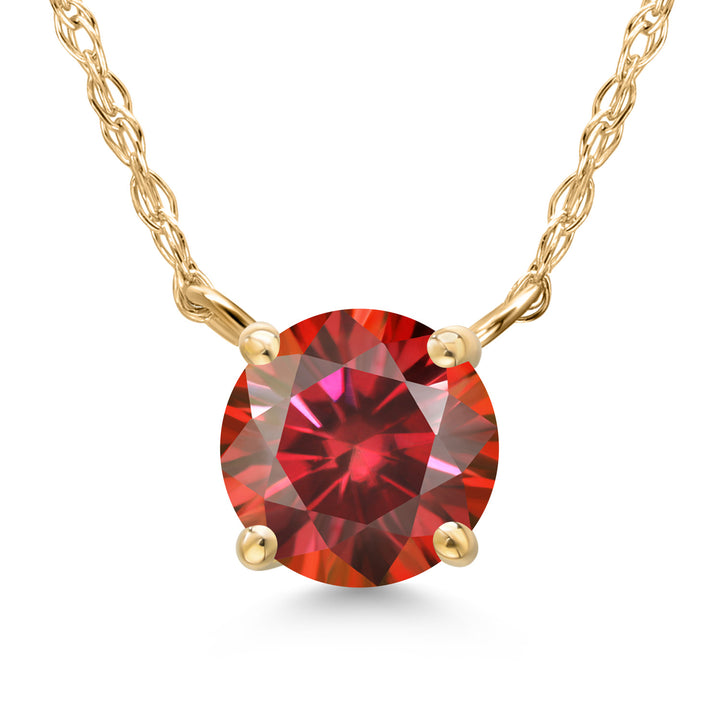 Red Moissanite - April_Pendant in 14K Yellow Gold