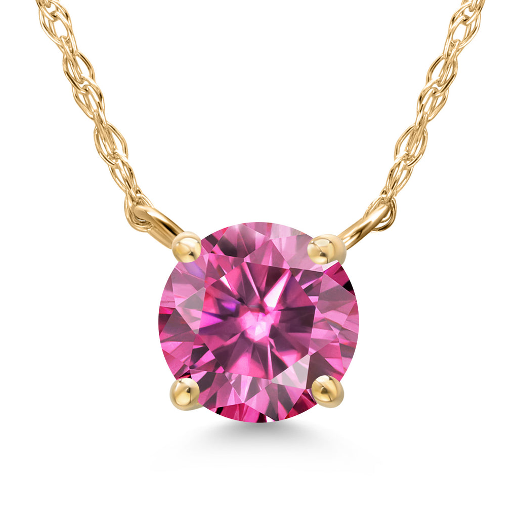 Pink Moissanite - April_Pendant in 14K Yellow Gold