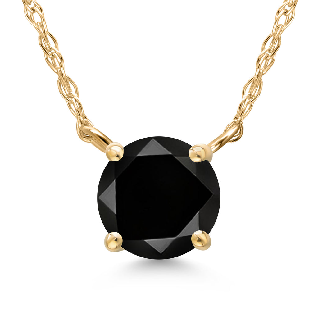 Gem Stone King 14K Yellow Gold 6.5MM Round Gemstone Birthstone Pendant Necklace | Gold Necklace For Women | 18 Inch 14K Gold Heart Chain | Fine Jewelry Gifts for Her Mom Women Wife