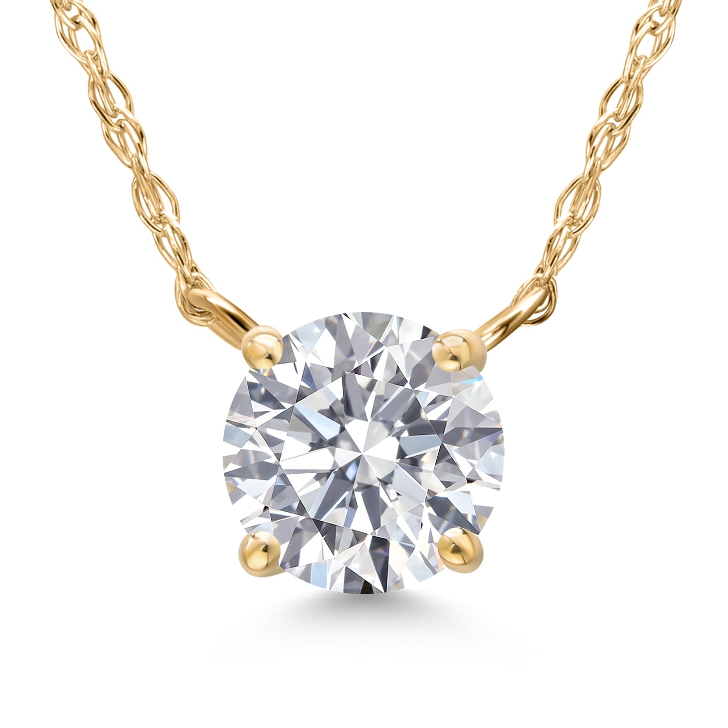 1.00 Ct IGI Certified Lab Grown Diamond Pendant Necklace for Women in 14K Yellow Gold | E-F Color | VS1-VS2 Clarity | Round Cut | With 18 Inch  Chain