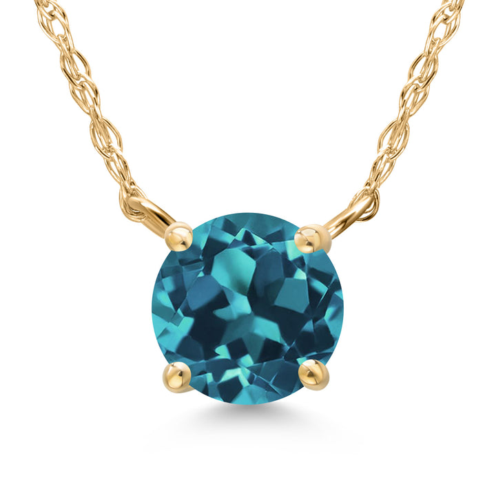 London Blue Topaz - November_Pendant in 14K Yellow Gold