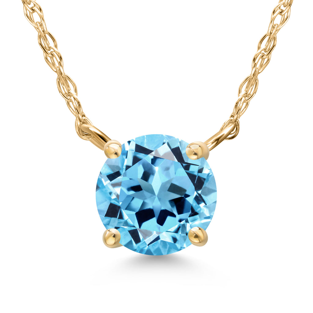 Swiss Blue Topaz - November_Pendant in 14K Yellow Gold