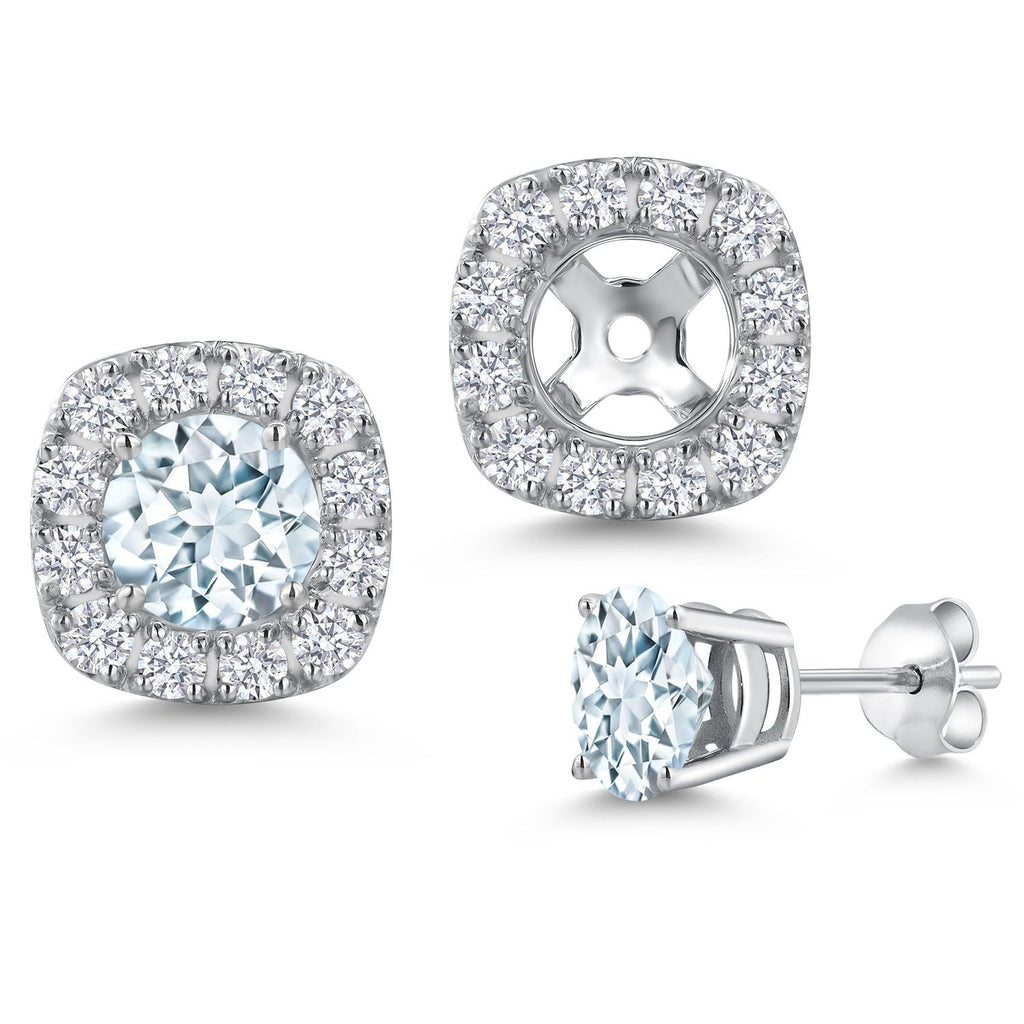 Aquamarine - March_Earrings in 14K White Gold