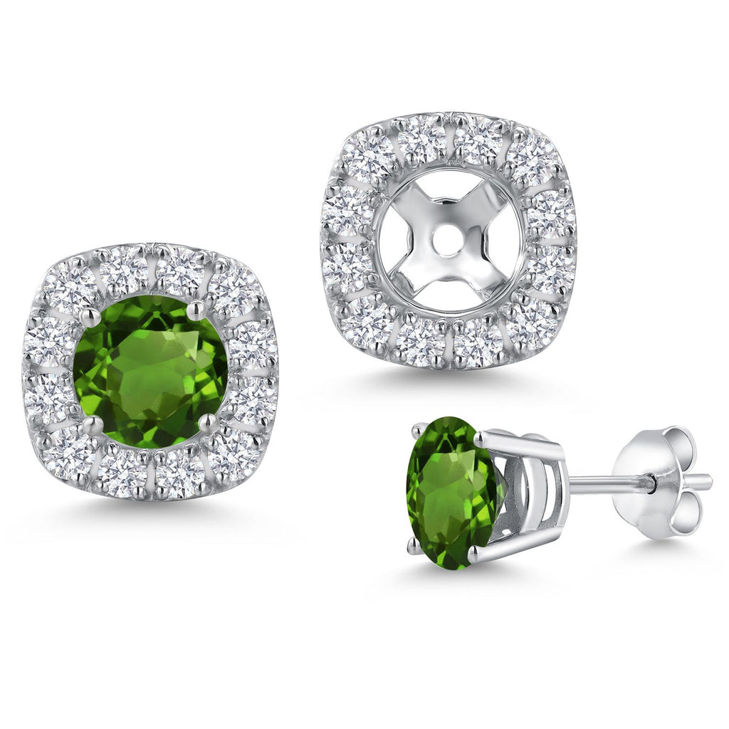 Chrome Diopside_Earrings in 14K White Gold