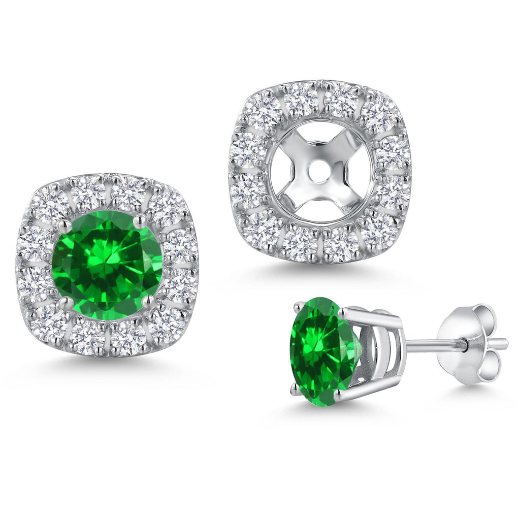 Created Emerald - May_Earrings in 14K White Gold