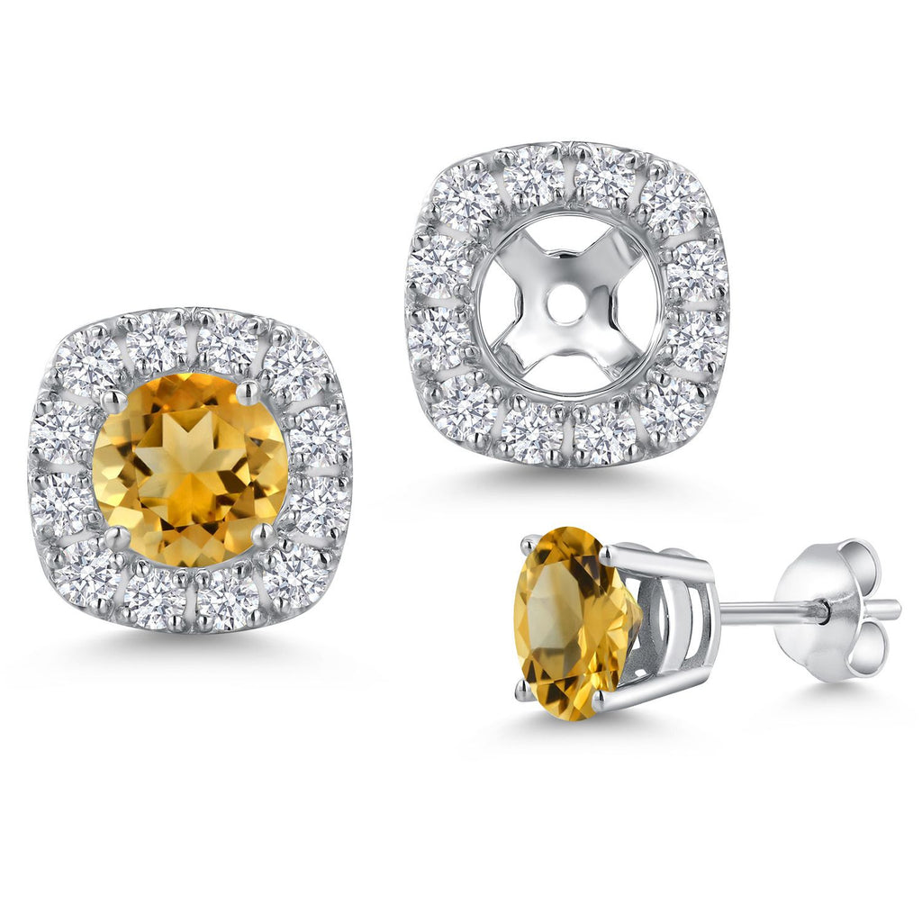Citrine - November_Earrings in 14K White Gold