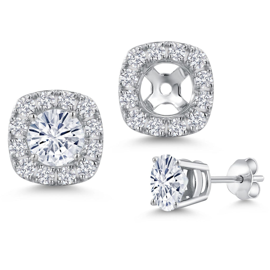 White Moissanite - April_Earrings in 14K White Gold