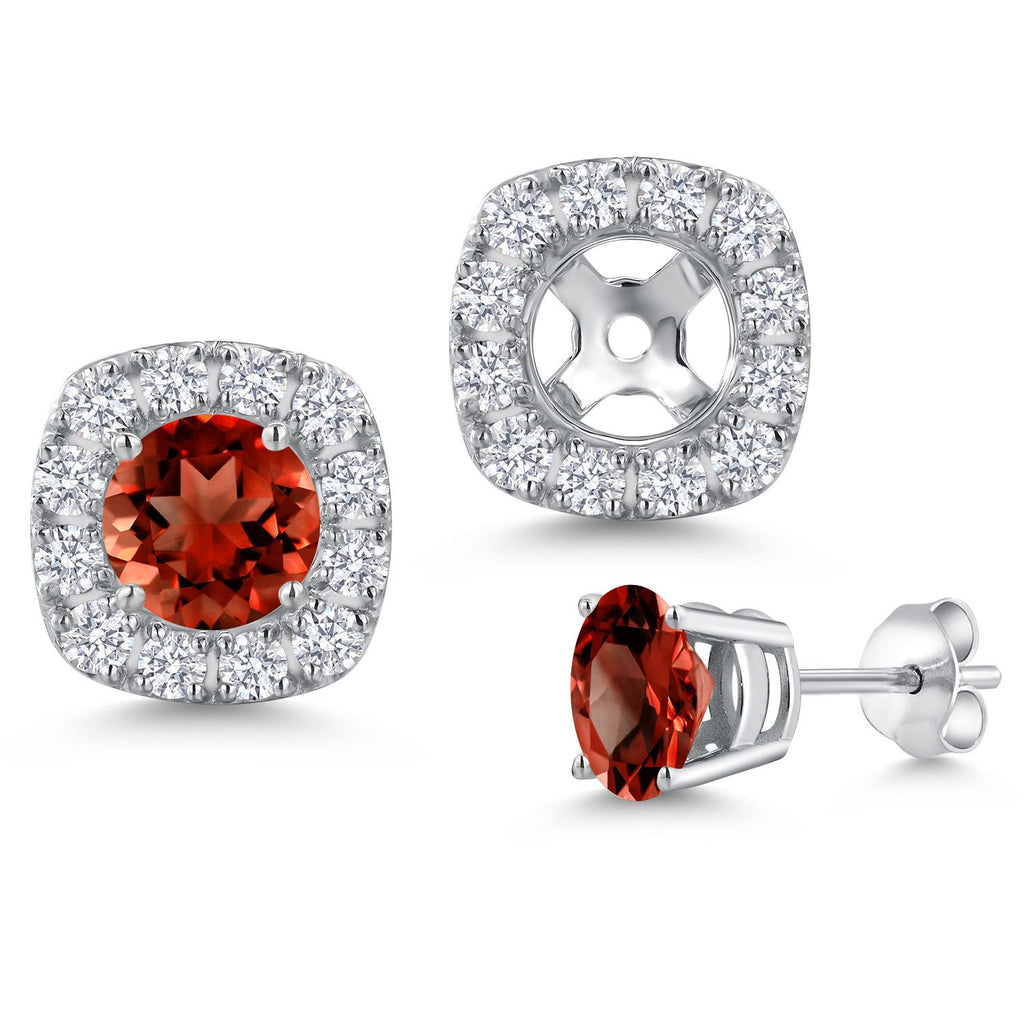Garnet - January_Earrings in 14K White Gold