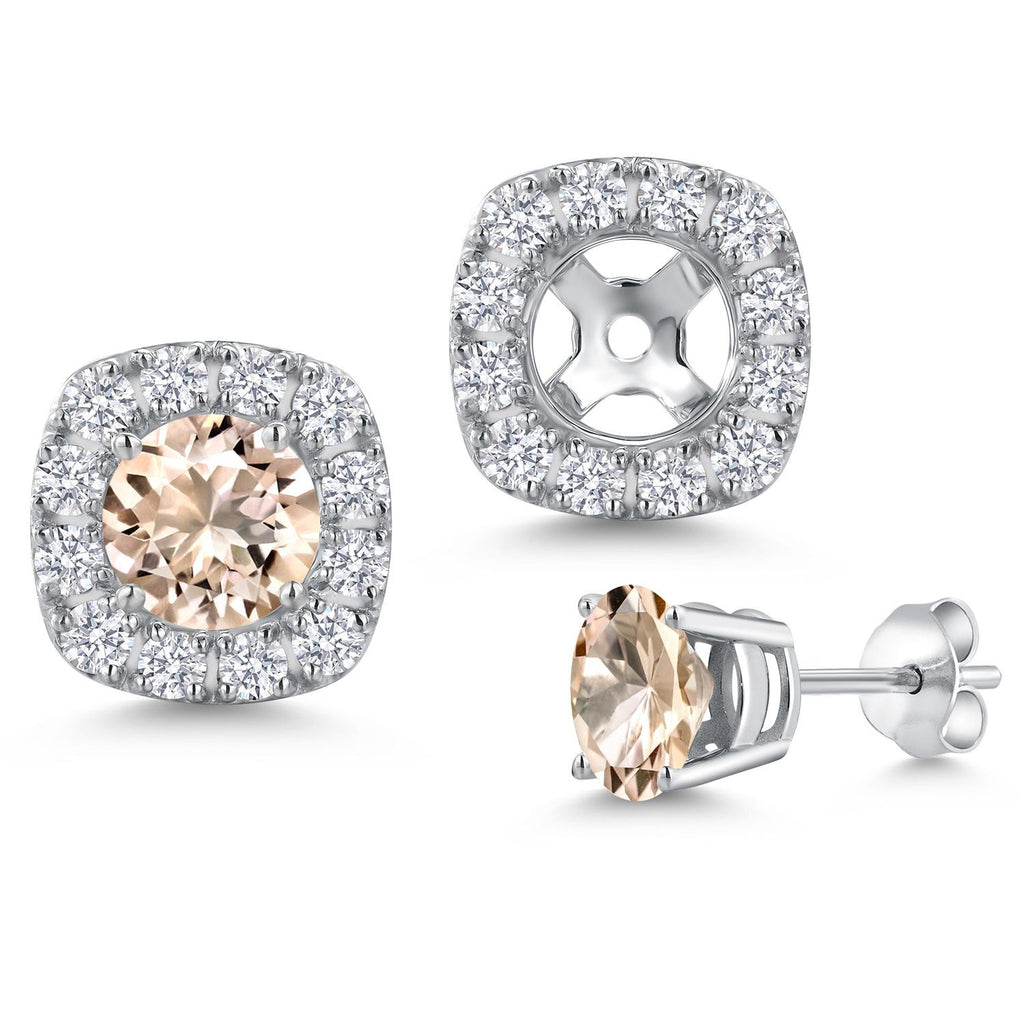 Morganite - October_Earrings in 14K White Gold