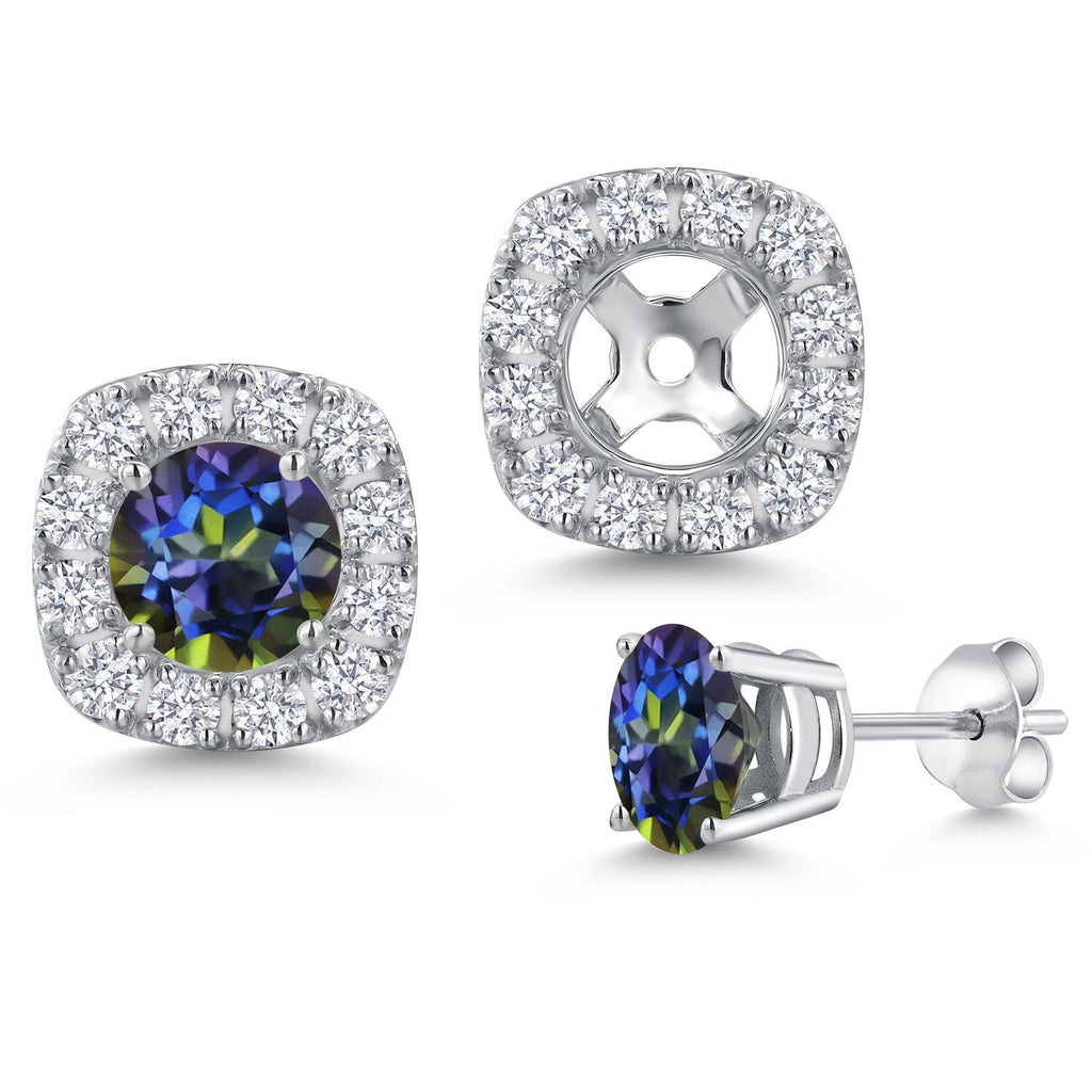 Blue Mystic Topaz_Earrings in 14K White Gold