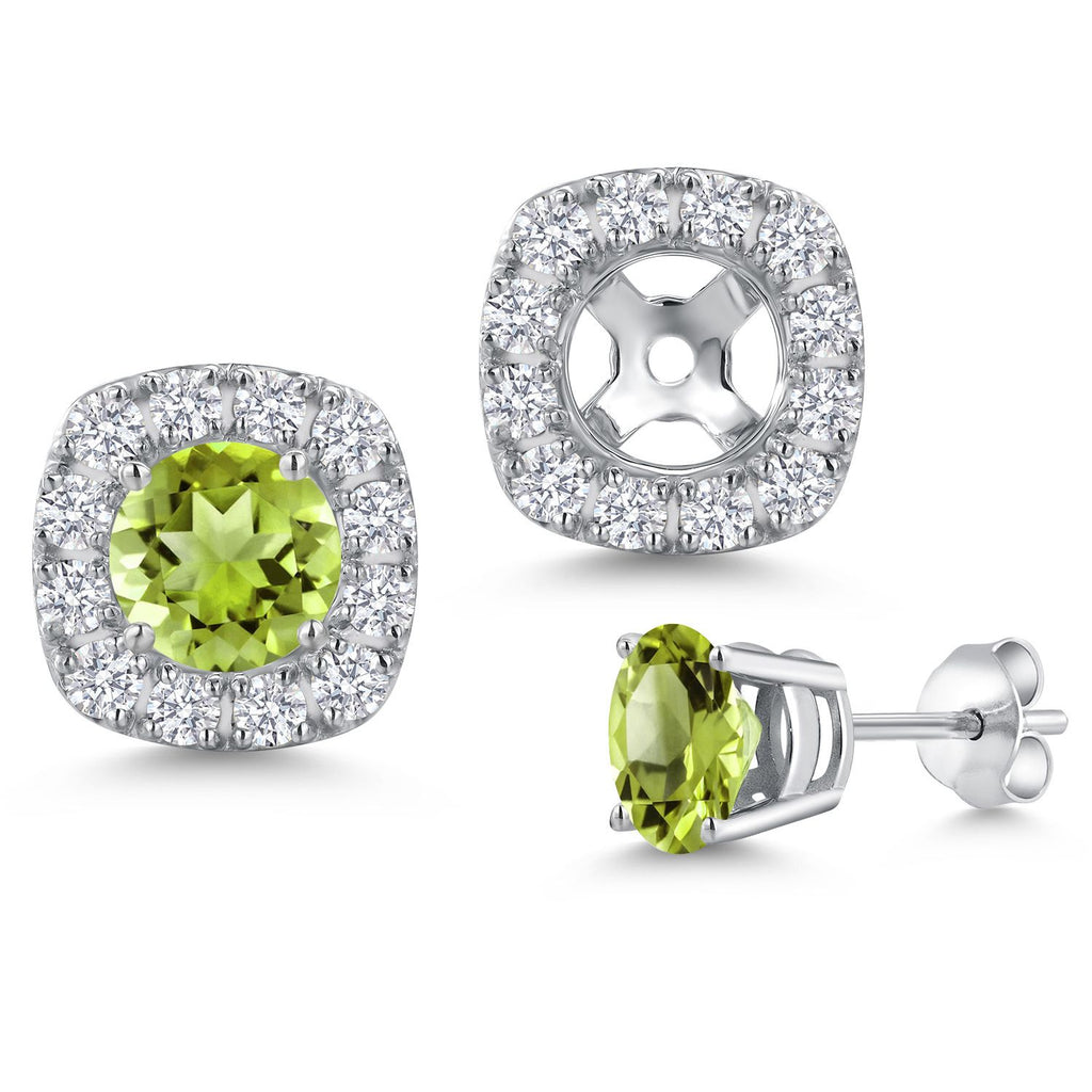 Peridot - August_Earrings in 14K White Gold