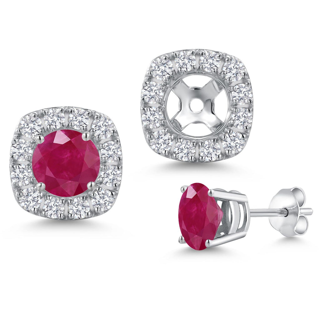 Ruby - July_Earrings in 14K White Gold