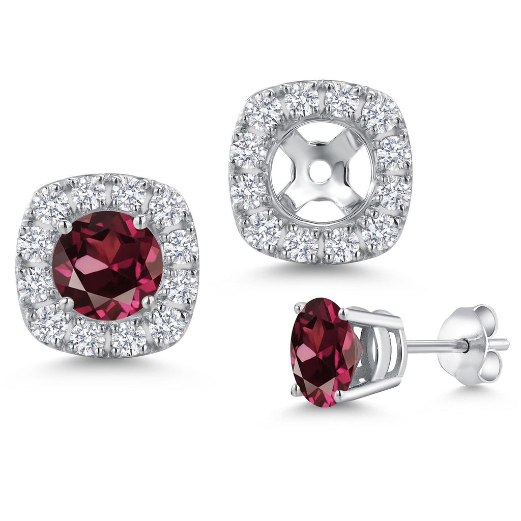 Rhodolite Garnet_Earrings in 14K White Gold