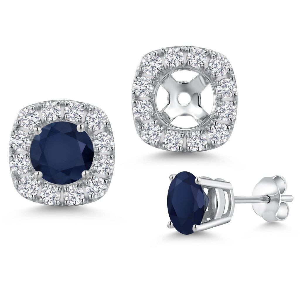 Blue Sapphire - September_Earrings in 14K White Gold