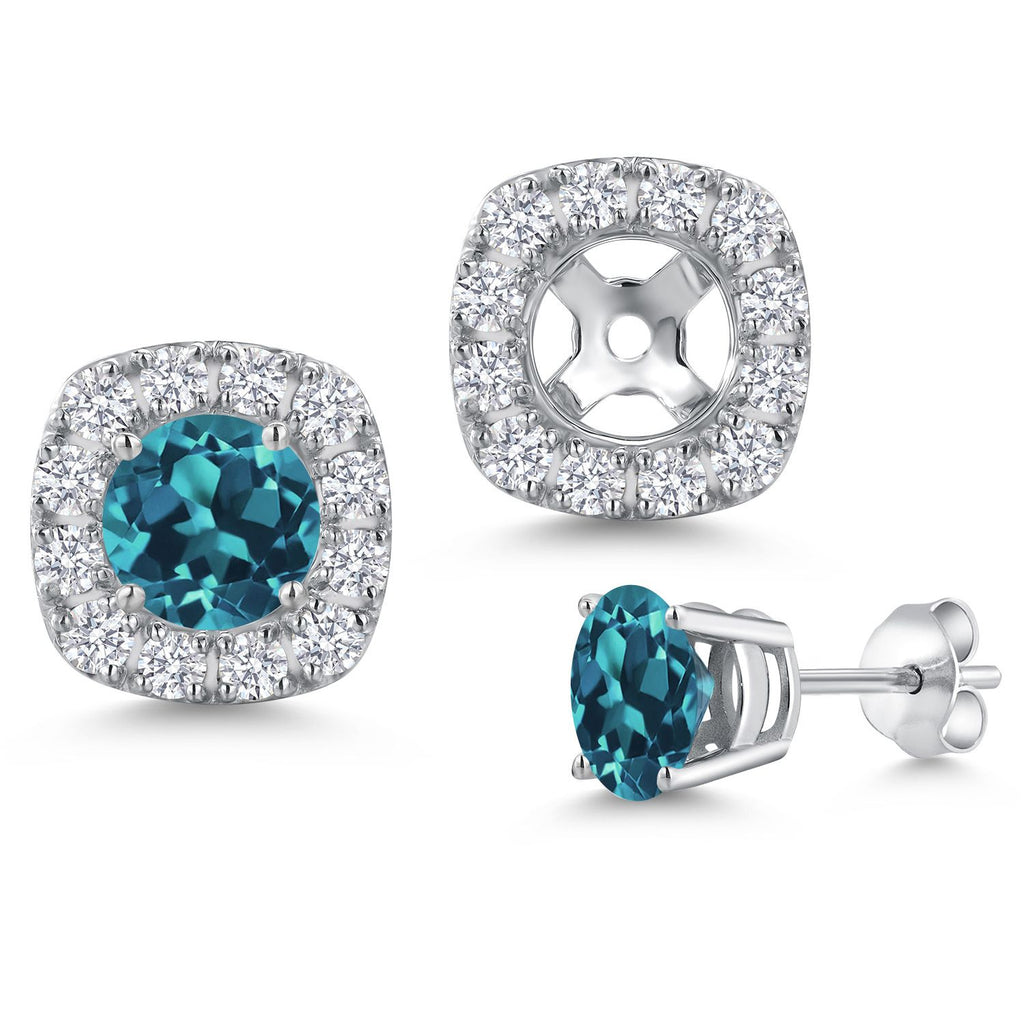 London Blue Topaz - November_Earrings in 14K White Gold