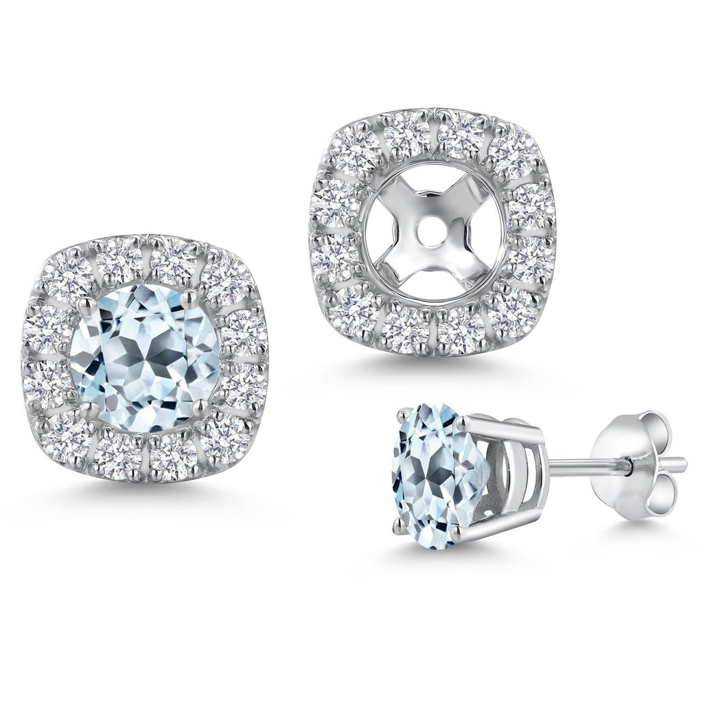 Sky Blue Topaz - November_Earrings in 14K White Gold