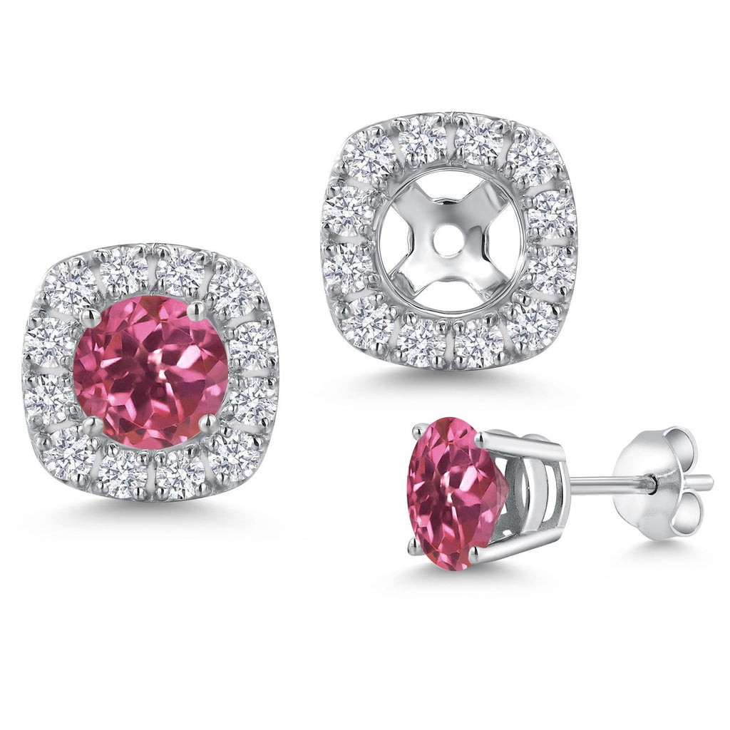 Pink Tourmaline - October_Earrings in 14K White Gold