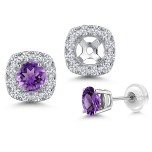 Amethyst - February_Earrings in 14K White Gold