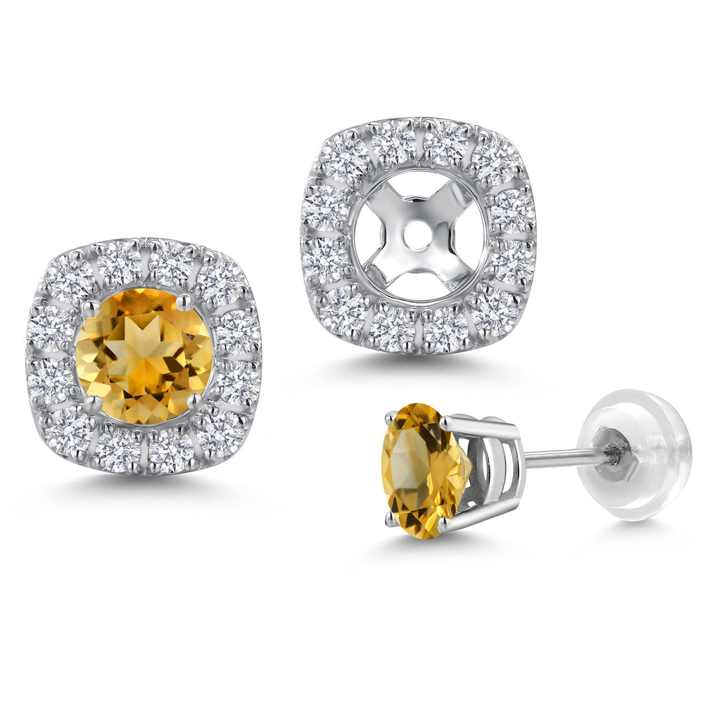 Citrine - November_Earrings in 14K White Gold