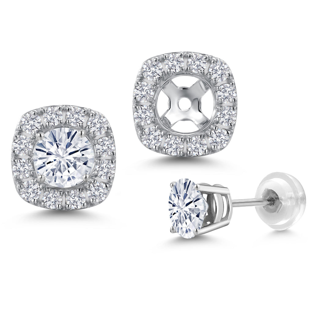 White Moissanite - April_Earrings in 14K White Gold