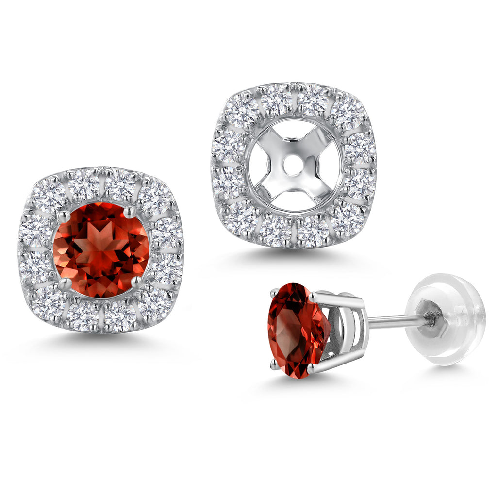 Garnet - January_Earrings in 14K White Gold